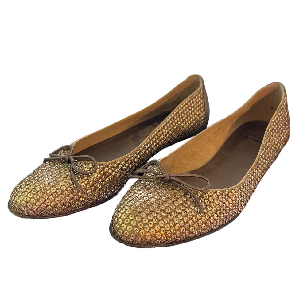 Stuart Weitzman Casino Gold Sequin Ballet Flats Size 8